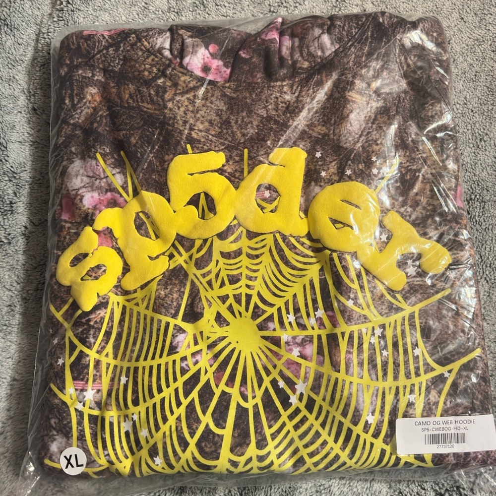 Spyder Camo Hoodie with Yellow Web Design